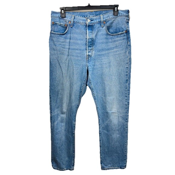 Levi's Denim - Levis 501xx Button Fly Jeans Womens 34x30 Blue Light Wash Denim Relaxed Retro